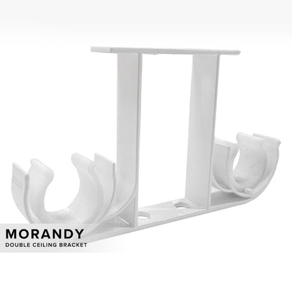 Morandy 窗帘杆顶装双支架 珍珠白