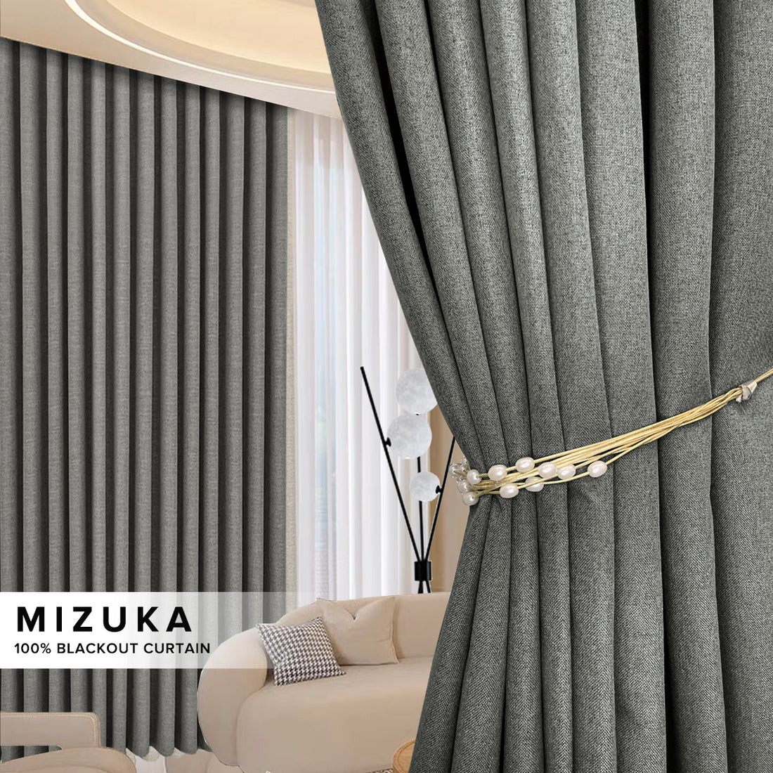 Mizuka 100% Blackout Curtain Ready Made - Extra Width