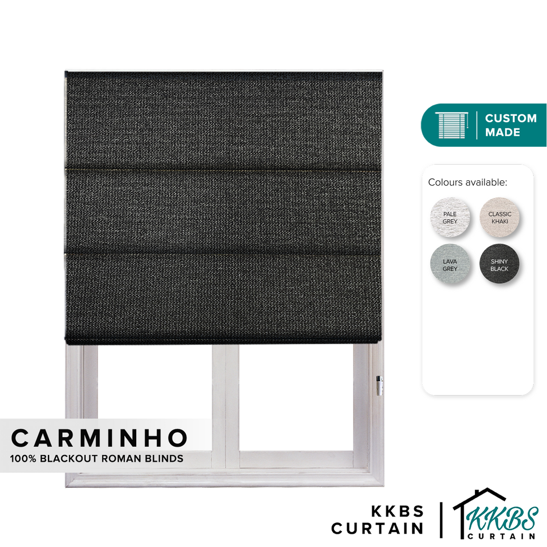 Carminho 100% Blackout Roman Blinds Dibuat Tersuai 