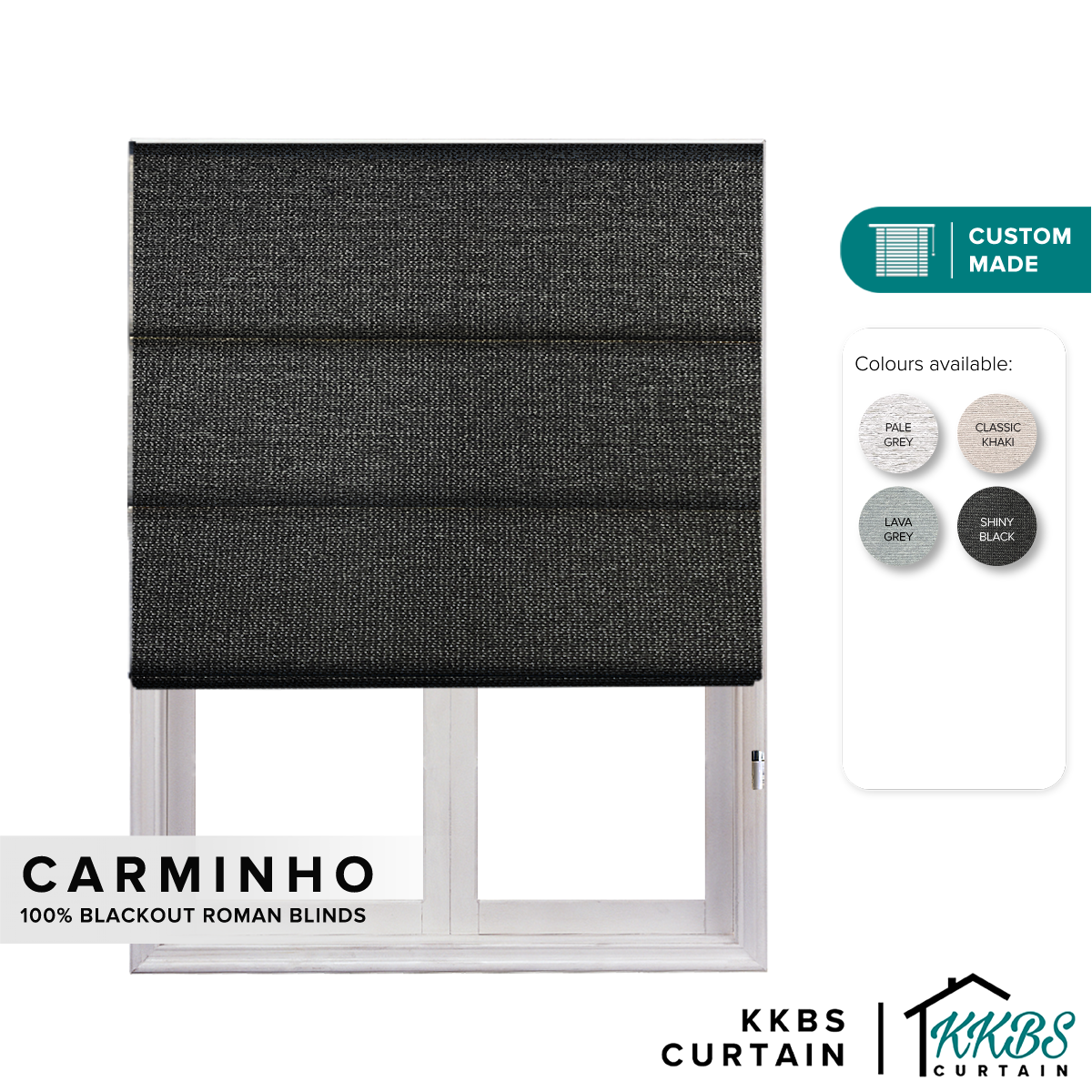 Carminho 100% Blackout Roman Blinds Dibuat Tersuai 