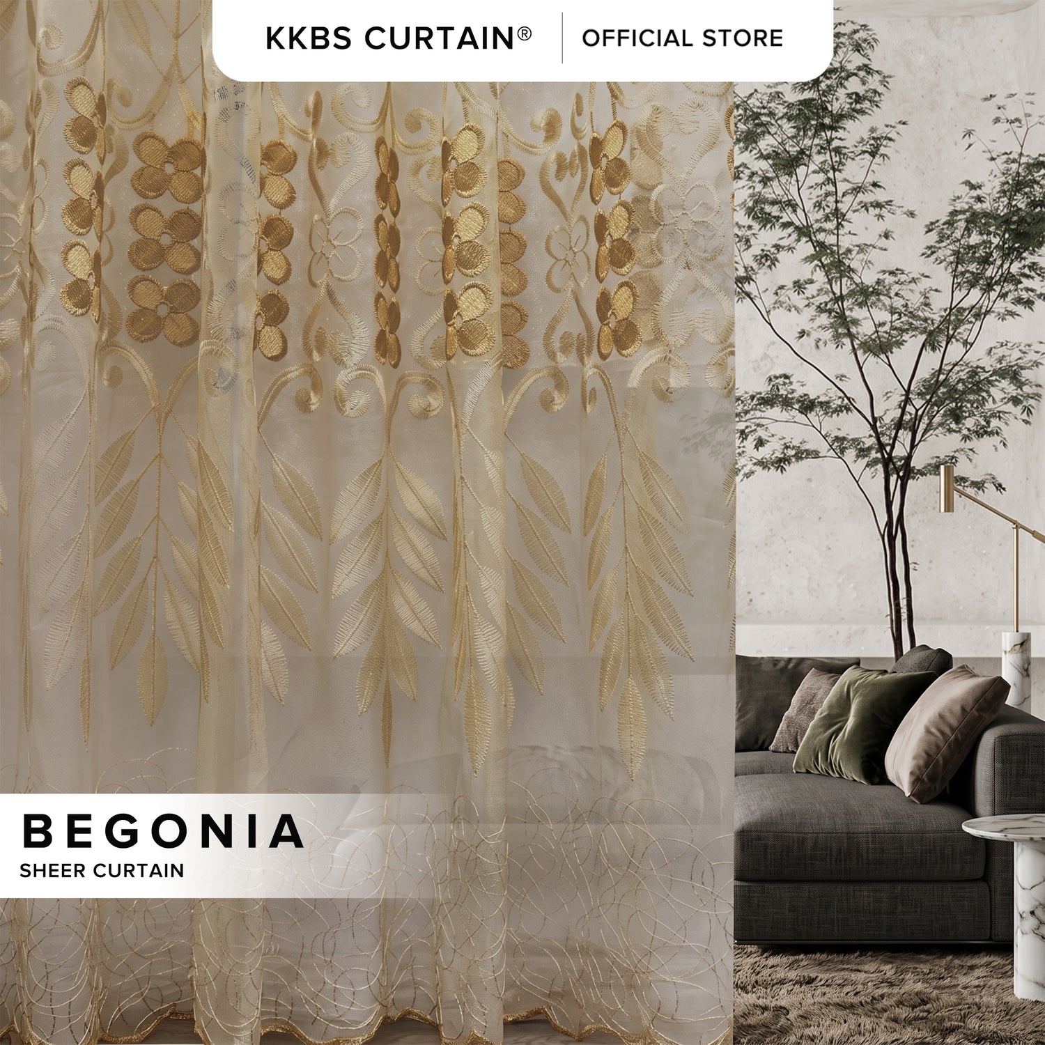 Tirai Tipis Begonia Dibuat Tempahan