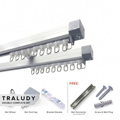 Rel Langsir Aluminium Traludy / Track Double Set Lengkap