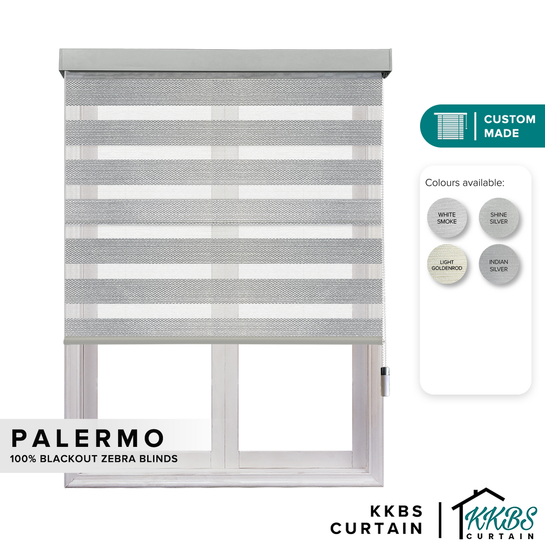 Palermo 100% Blackout Zebra Blinds Custom Made 