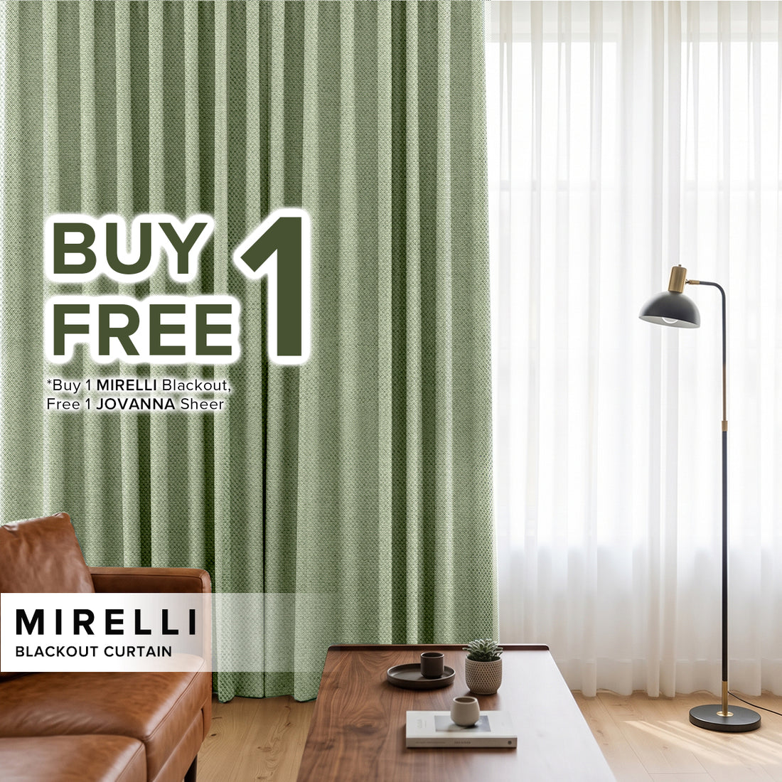 Mirelli 95-99% Blackout Ready Made Curtain - Standard Width