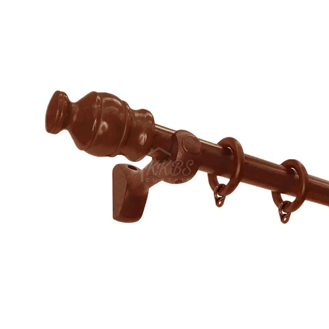 Cassedy Wooden Curtain Rod Single Bracket Natural Mahogany Colour