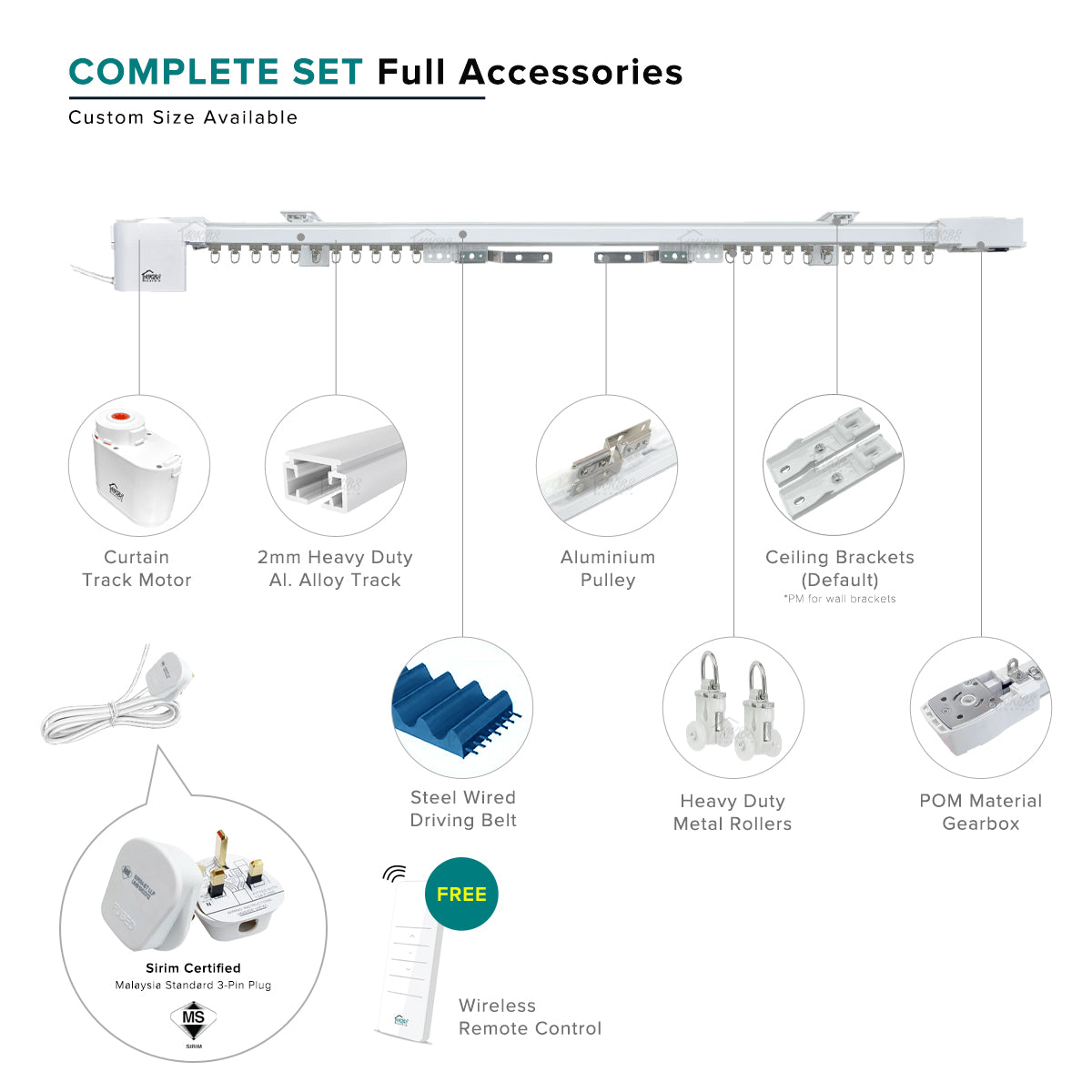 Smartony 电动窗帘轨道 Wi-Fi / ZigBee 全套
