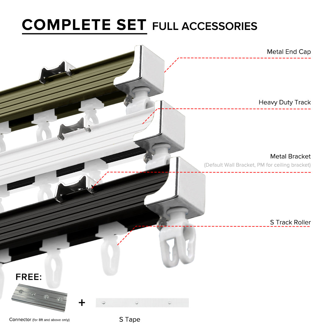 Verody Heavy Duty S Fold / French Pleat Track Double Complete Set
