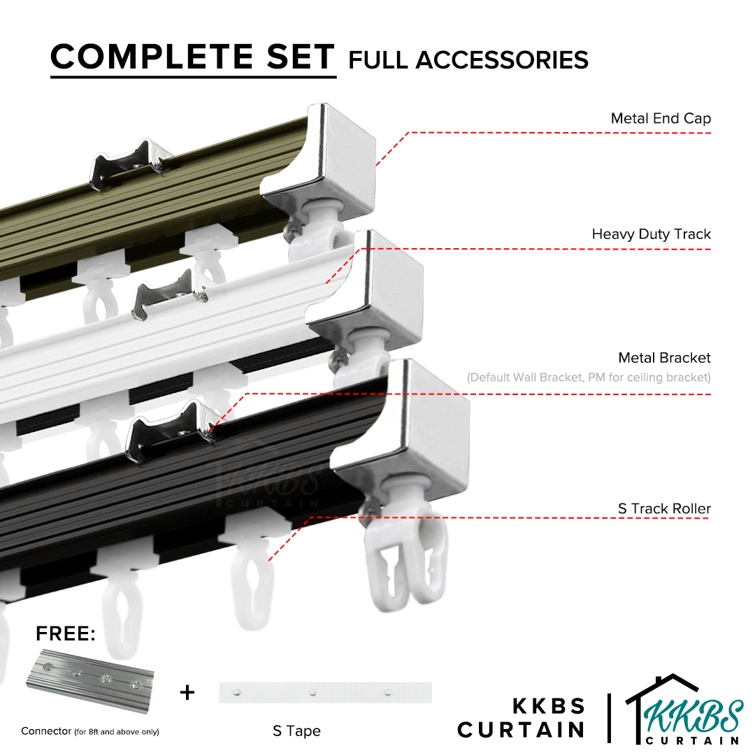 Verody Heavy Duty S Fold / French Pleat Track Double Complete Set
