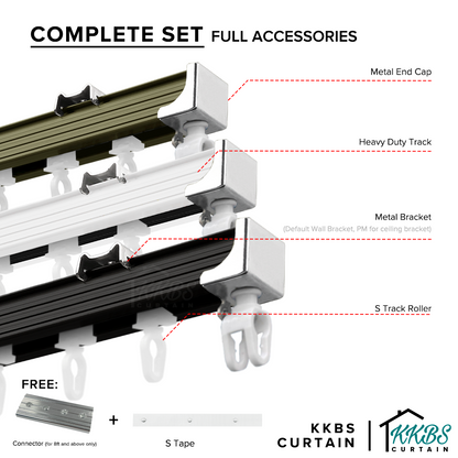 Verody Heavy Duty S Fold / French Pleat Track Double Complete Set
