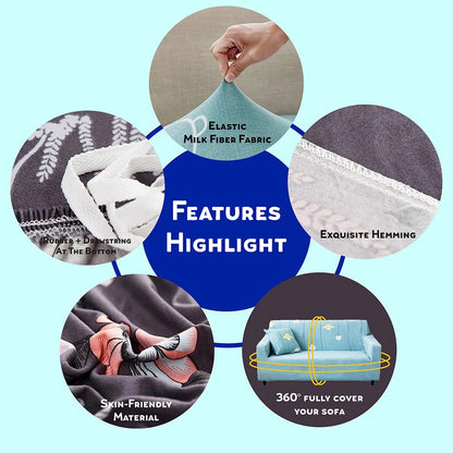 Pelindung Calar Anti Gelincir Sarung Sofa Elastik Gentian Susu Halaman 2