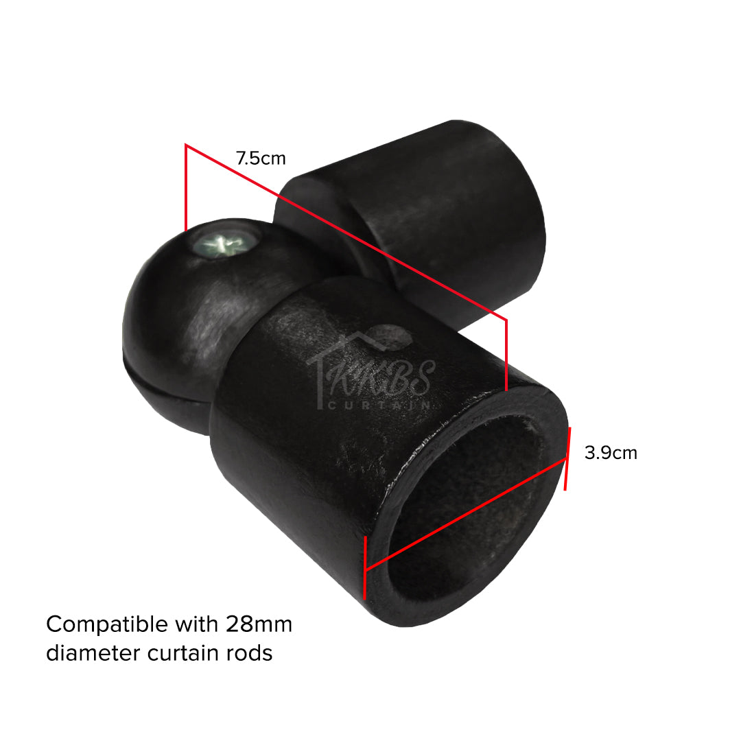 Cassedy Penyambung Rod Langsir Bentuk L Warna Hitam Ebony
