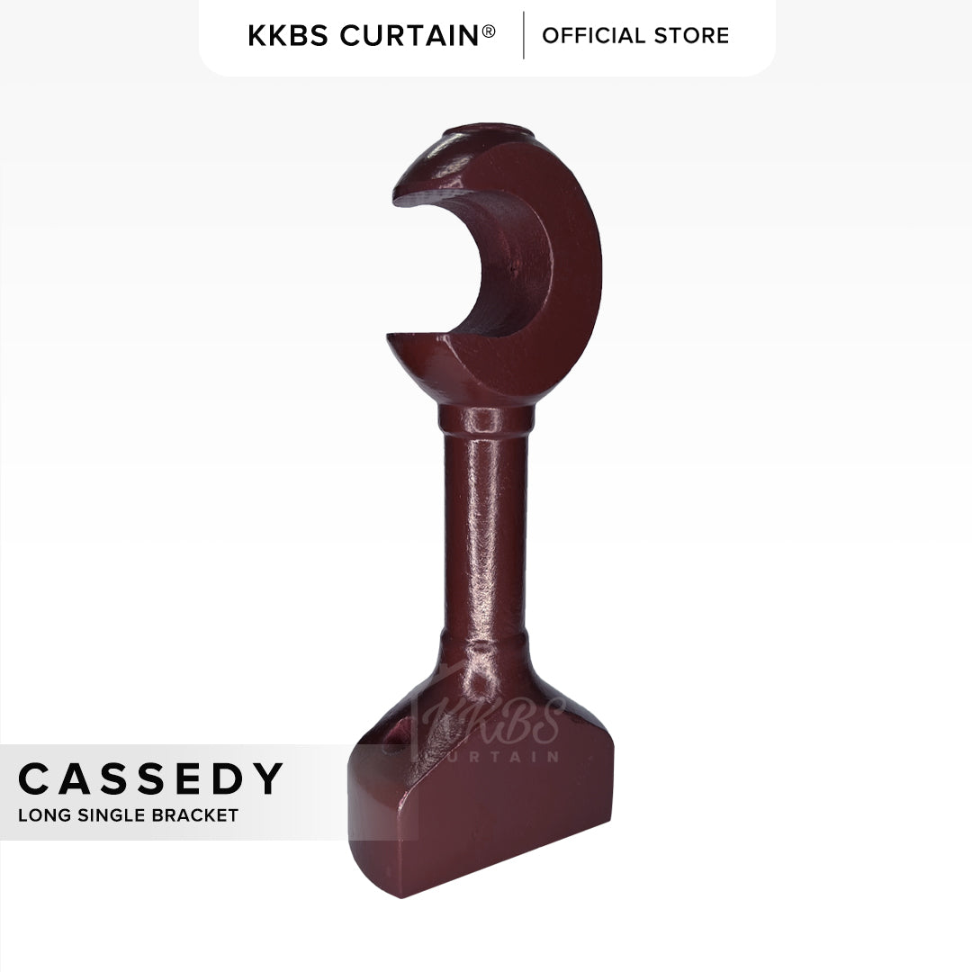 Cassedy Wooden Curtain Rod Long Single Bracket Dark Merlot Colour