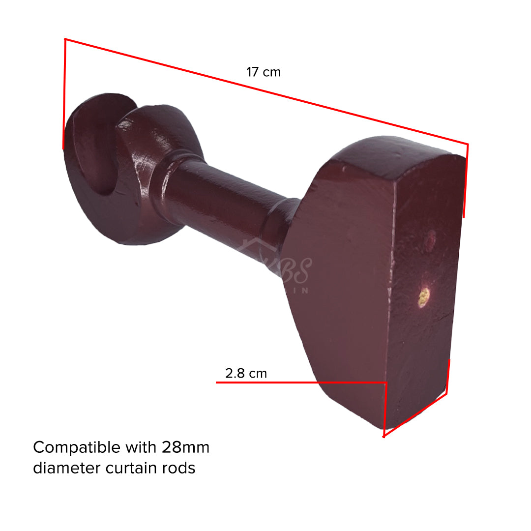 Cassedy Wooden Curtain Rod Long Single Bracket Dark Merlot Colour