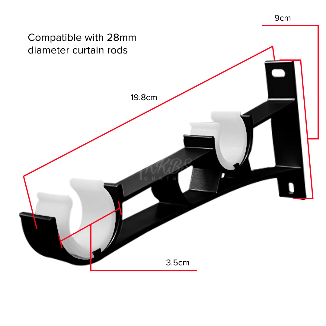 Morandy Curtain Rod Double Bracket - Obsidian Black