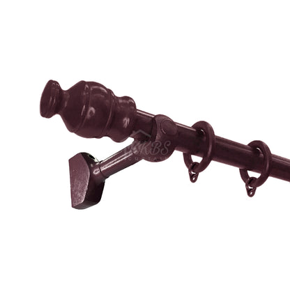 Cassedy Wooden Curtain Rod Long Single Bracket Dark Merlot Colour