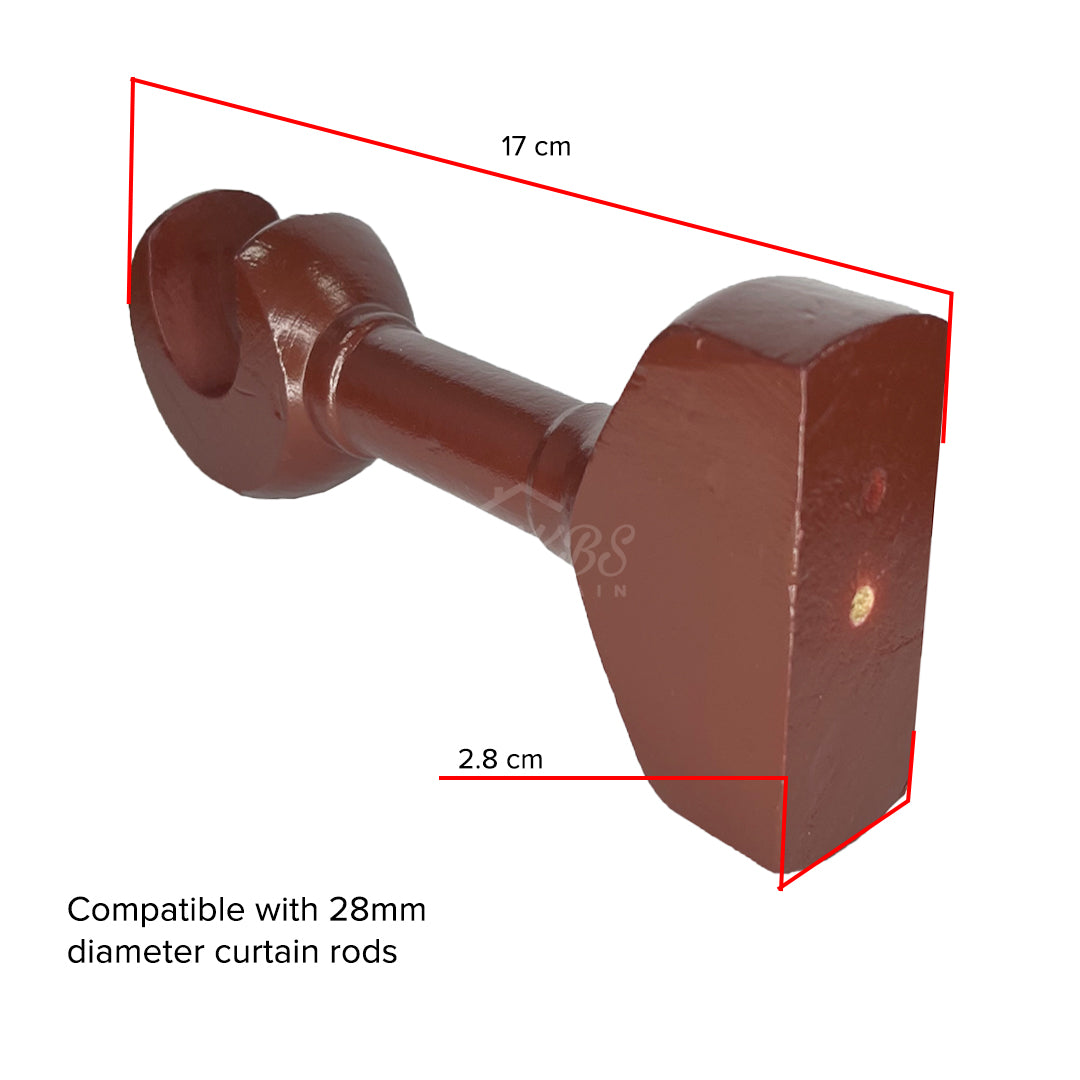 Cassedy Wooden Curtain Rod Long Single Bracket - Natural Mahogany