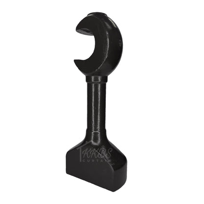 Cassedy Wooden Curtain Rod Long Single Bracket Ebony Black Colour