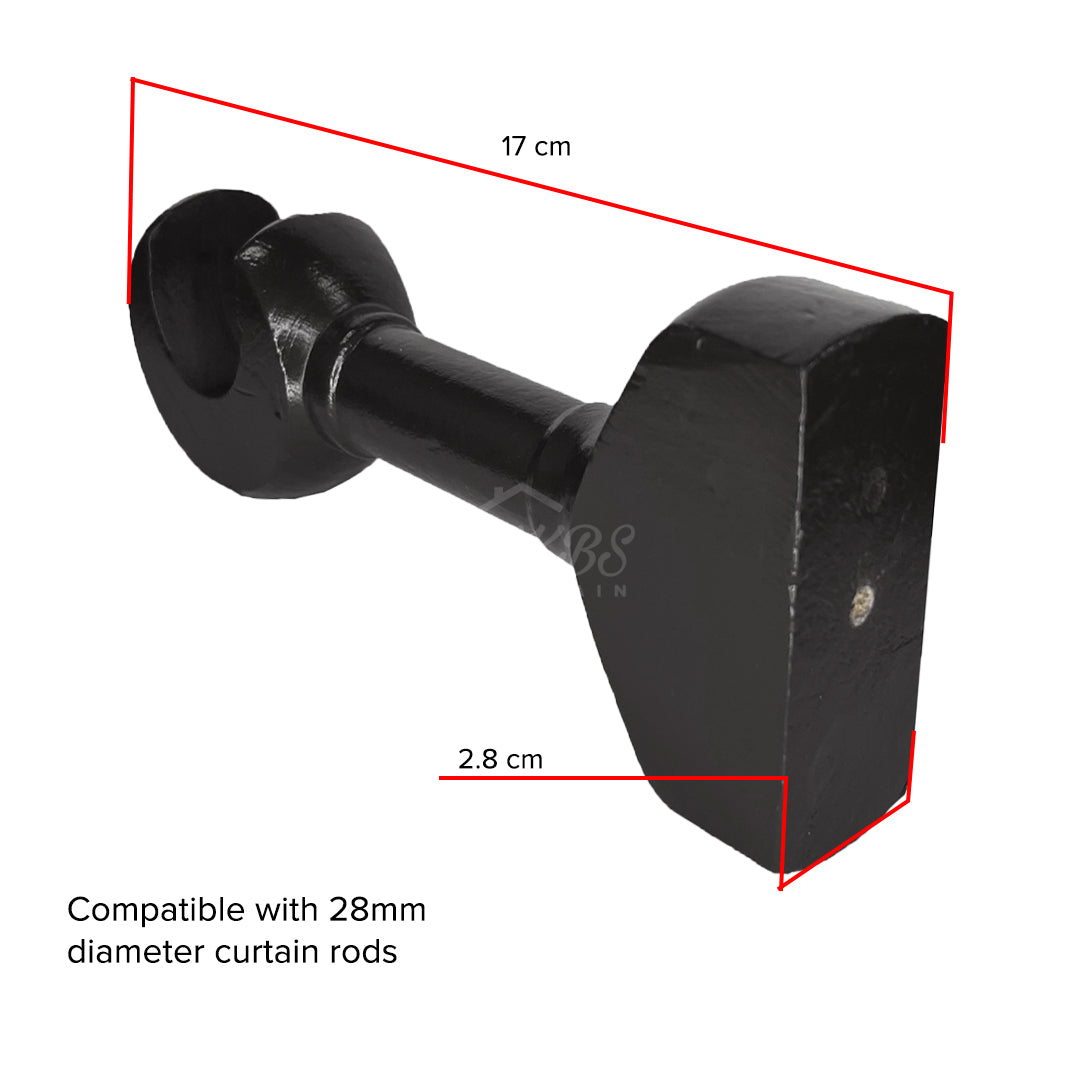 Cassedy Wooden Curtain Rod Long Single Bracket Ebony Black Colour