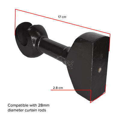Cassedy Wooden Curtain Rod Long Single Bracket Ebony Black Colour