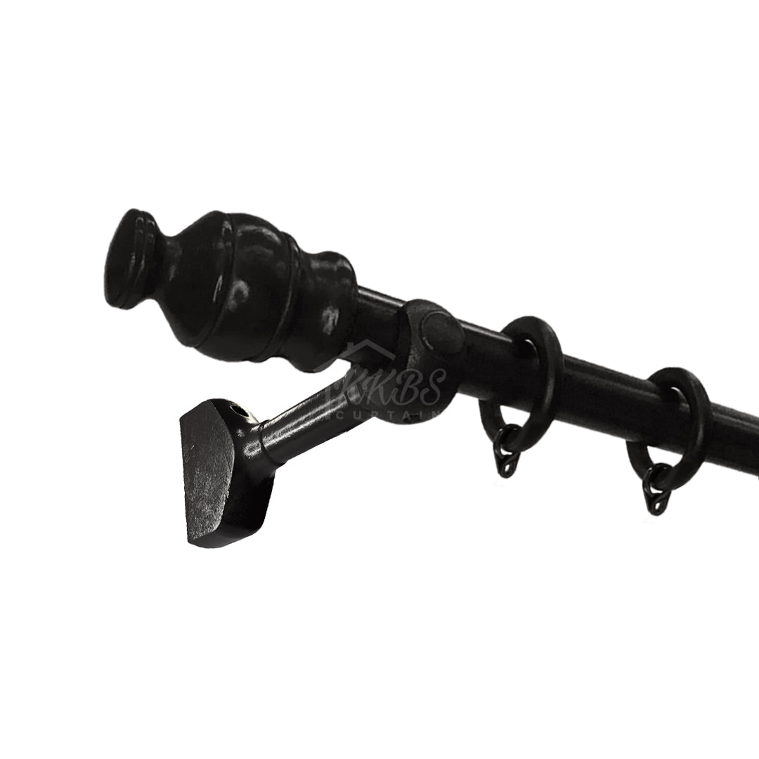 Cassedy Wooden Curtain Rod Long Single Bracket Ebony Black Colour