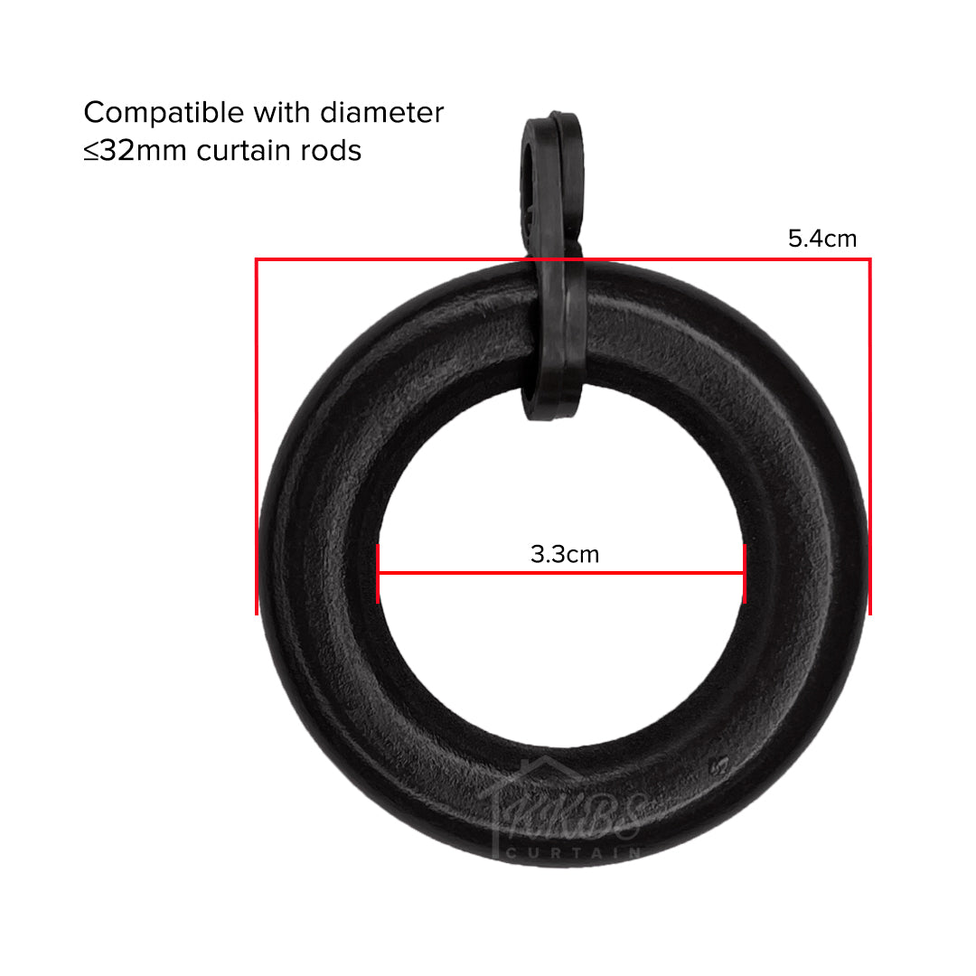 Cassedy Wooden Curtain Rod Ring Ebony Black Colour