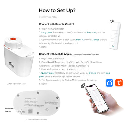 Smartony 电动窗帘轨道 Wi-Fi / ZigBee 全套
