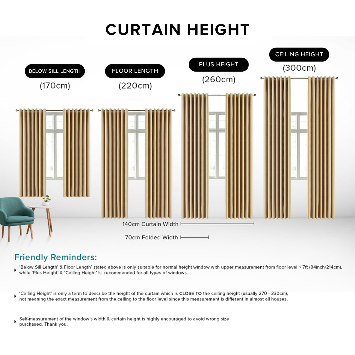 Morina 85-95% Tirai Blackout Sedia Dibuat Lebar Standard 