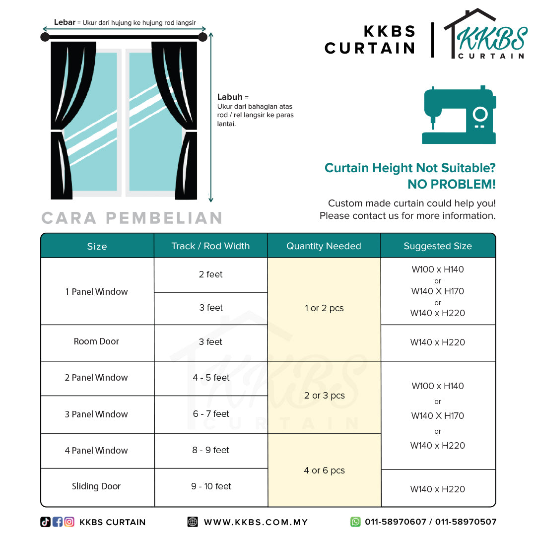 [BELI 1 PERCUMA 1] Langsir Siap Semi Gelap Derica