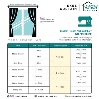 [BELI 1 PERCUMA 1] Langsir Siap Semi Gelap Derica