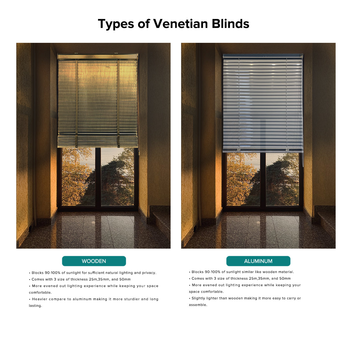 Umeko 50mm Timber Blinds / Wooden Blinds Custom Made