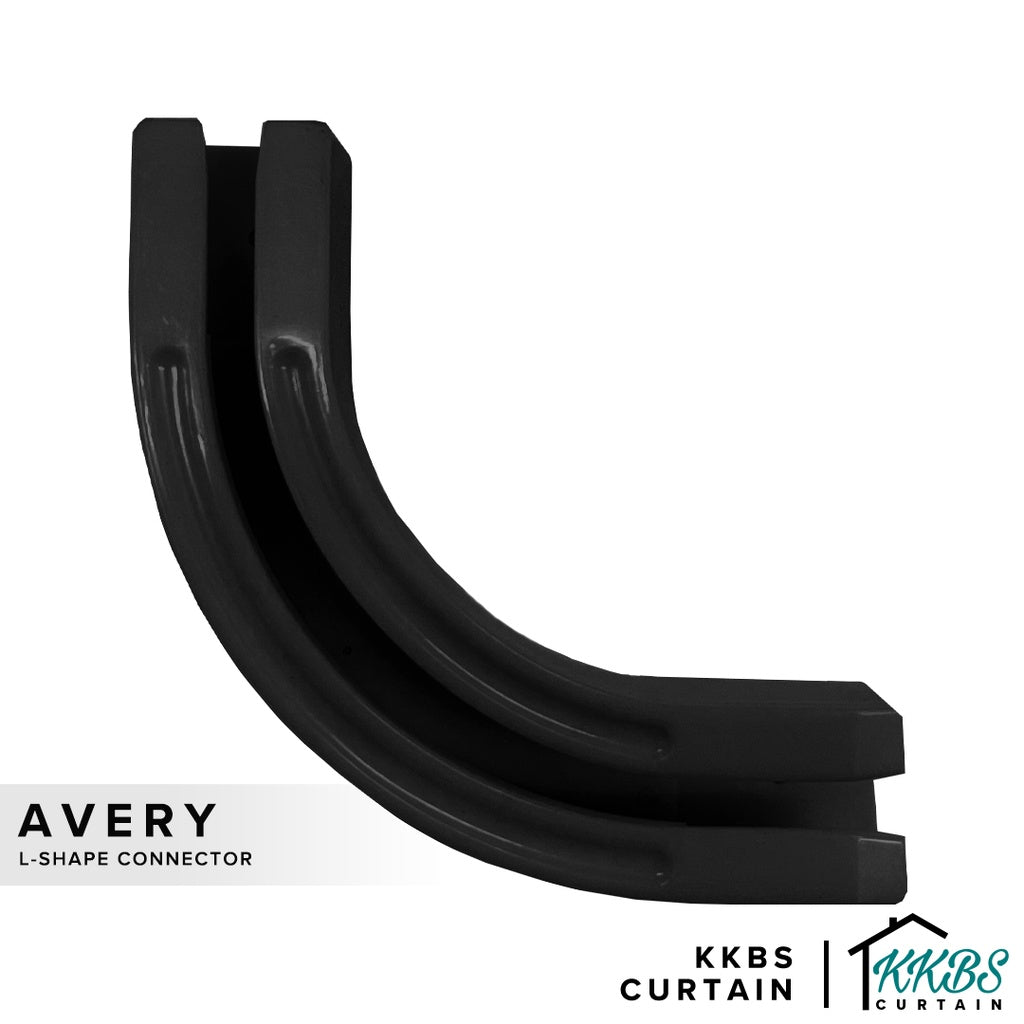 Avery Curtain Track L - Shape Connector Obsidian Black Colour - KKBS CURTAIN