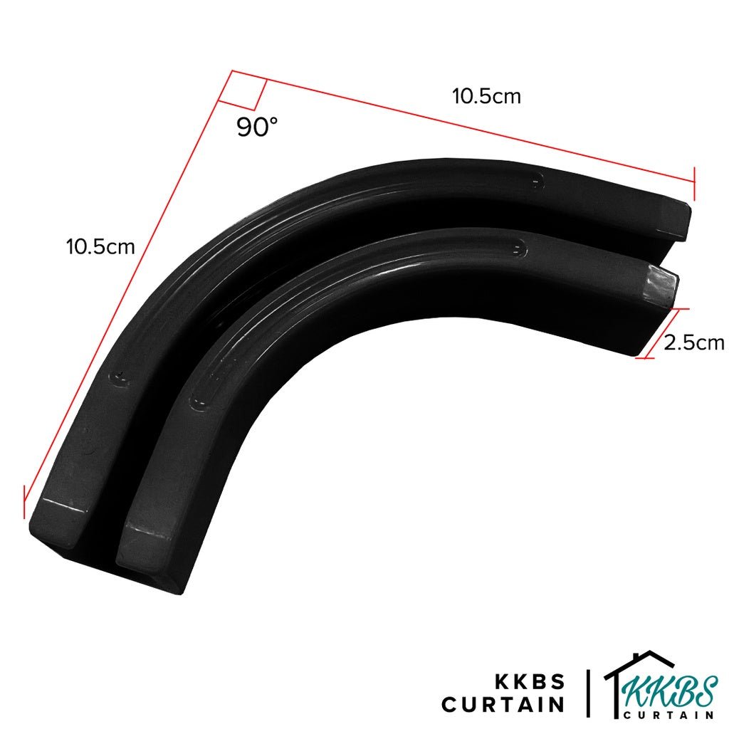 Avery Curtain Track L - Shape Connector Obsidian Black Colour - KKBS CURTAIN