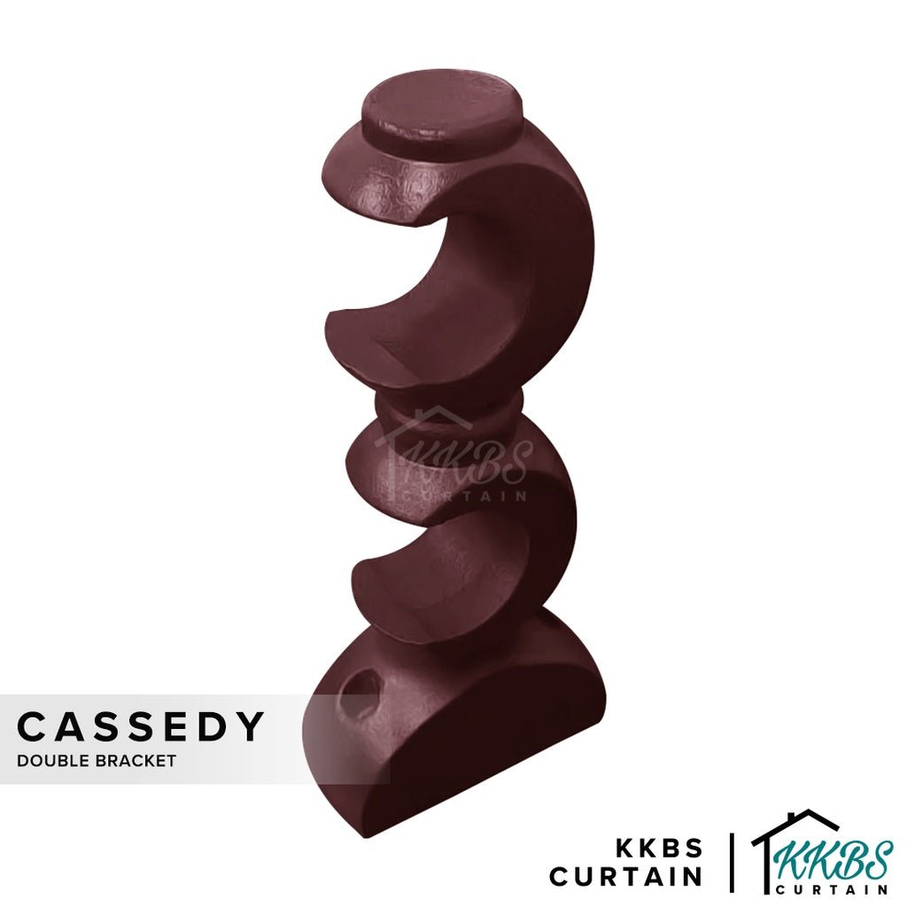 Cassedy Wooden Curtain Rod Double Bracket Dark Merlot Colour - KKBS CURTAIN