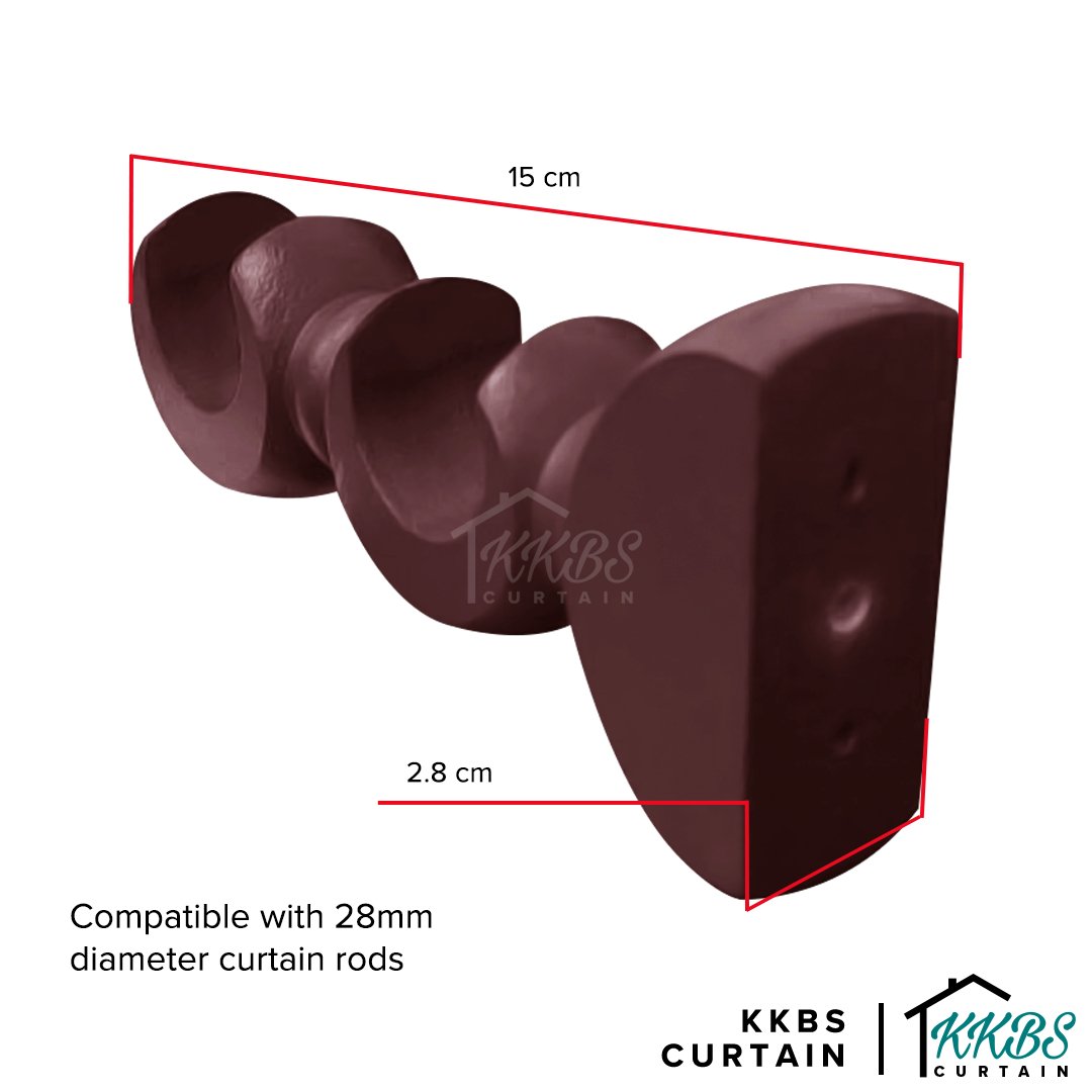 Cassedy Wooden Curtain Rod Double Bracket Dark Merlot Colour - KKBS CURTAIN