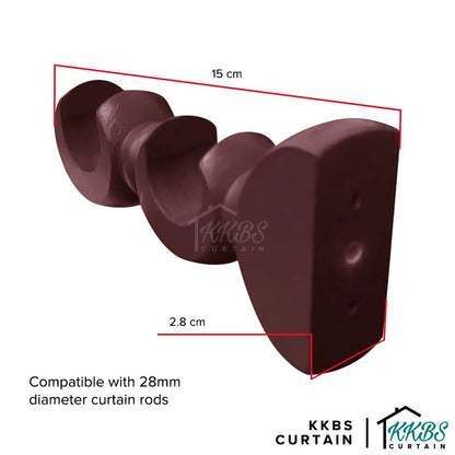 Cassedy Wooden Curtain Rod Double Bracket Dark Merlot Colour - KKBS CURTAIN