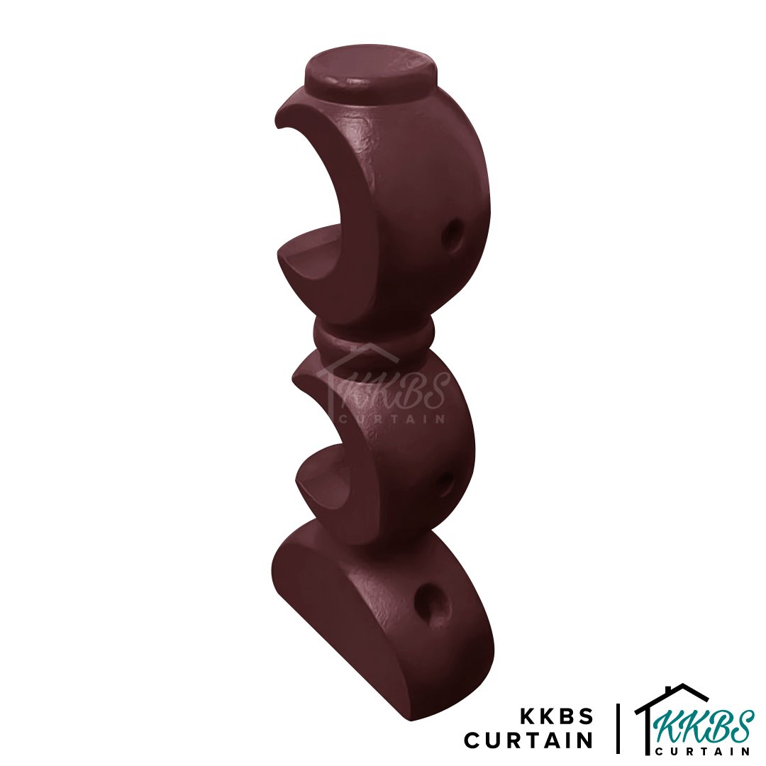 Cassedy Wooden Curtain Rod Double Bracket Dark Merlot Colour - KKBS CURTAIN