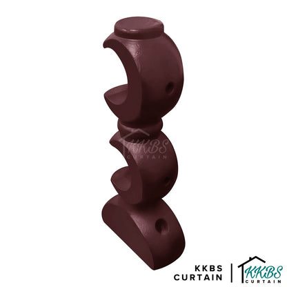 Cassedy Wooden Curtain Rod Double Bracket Dark Merlot Colour - KKBS CURTAIN