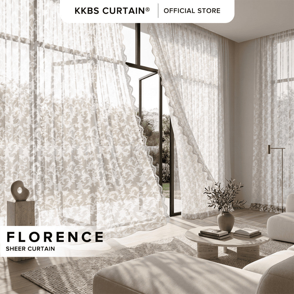 Florence Sheer Curtain Ready Made French Pleat Hook &amp; Ring Eyelet