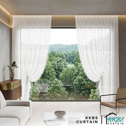 Sakura Sheer Curtain / Net Curtain Ready Made French Pleat Hook &amp; Ring Eyelet