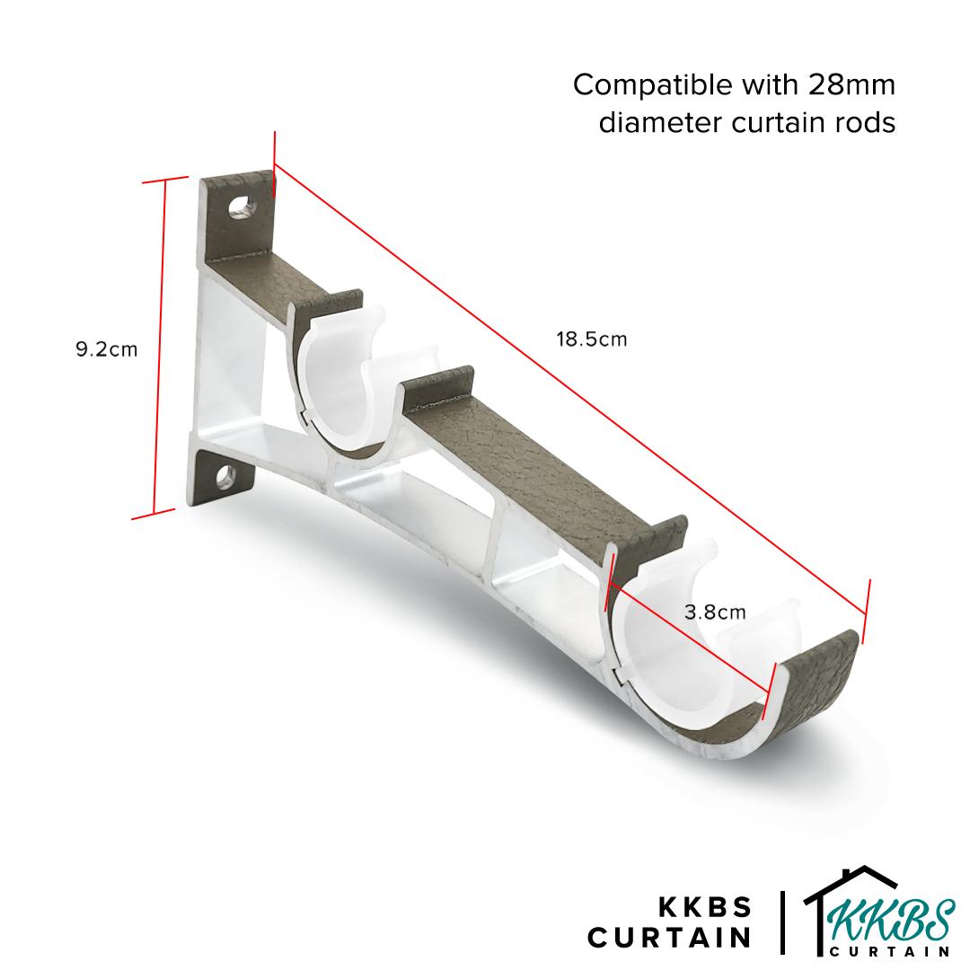 Luxstony Curtain Rod Double Bracket Khaki Brown