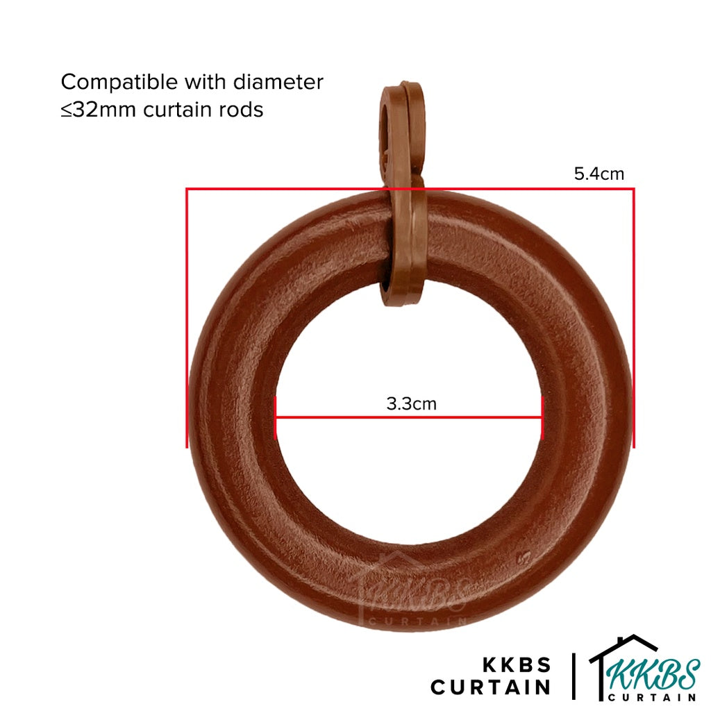 Cassedy Wooden Curtain Rod Ring Natural Mahogany Colour