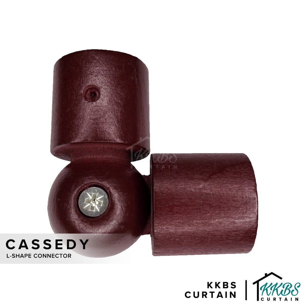 Cassedy Wooden Curtain Rod L-Shape Connector Dark Merlot Colour