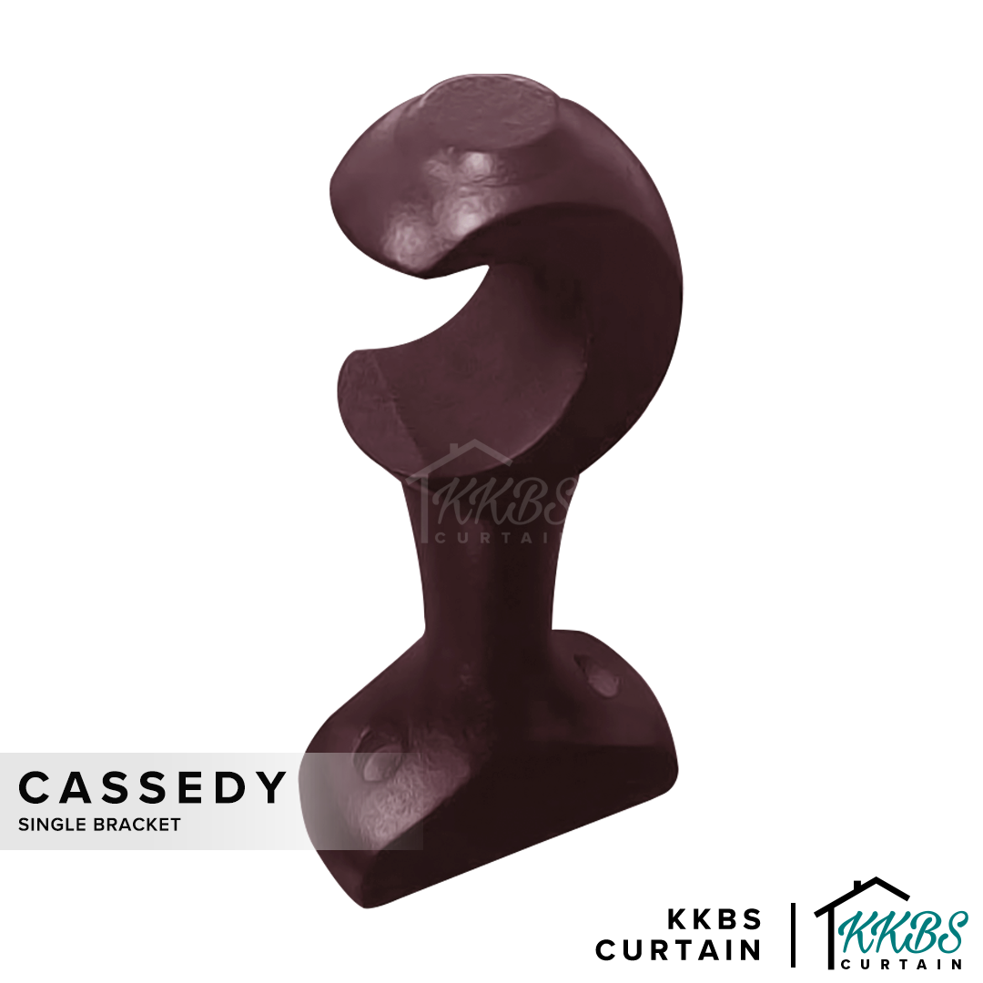 Cassedy Wooden Curtain Rod Single Bracket Dark Merlot Colour