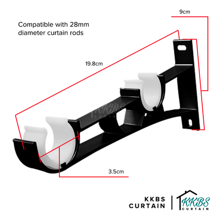 Morandy Curtain Rod Double Bracket Obsidian Black Colour