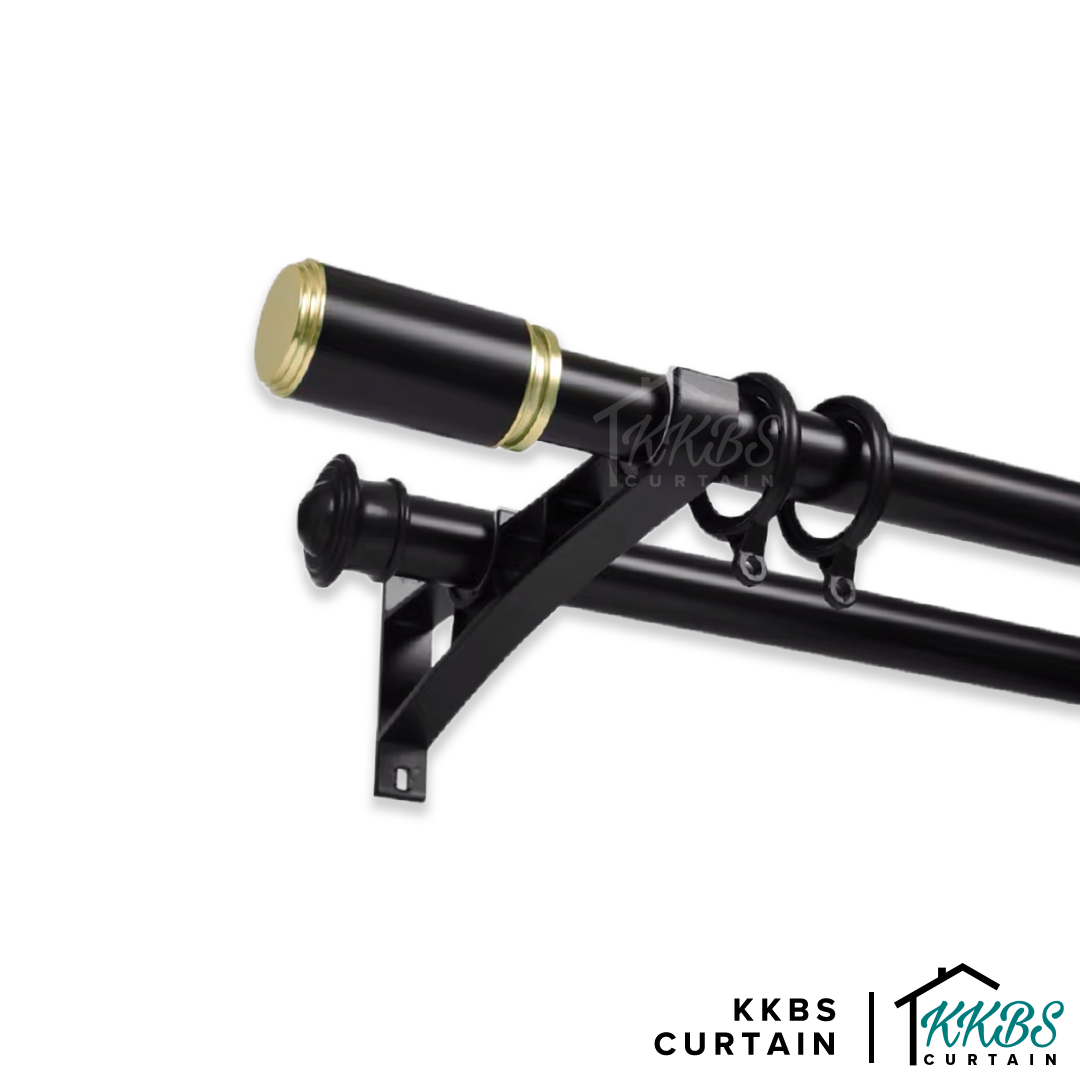 Morandy Curtain Rod Double Bracket Obsidian Black Colour