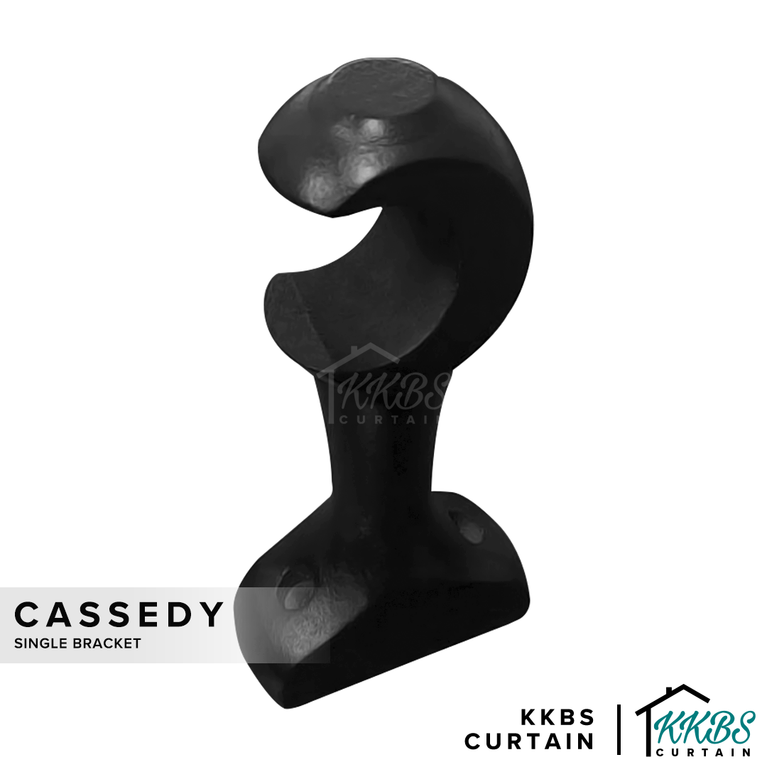 Cassedy Wooden Curtain Rod Single Bracket Ebony Black Colour