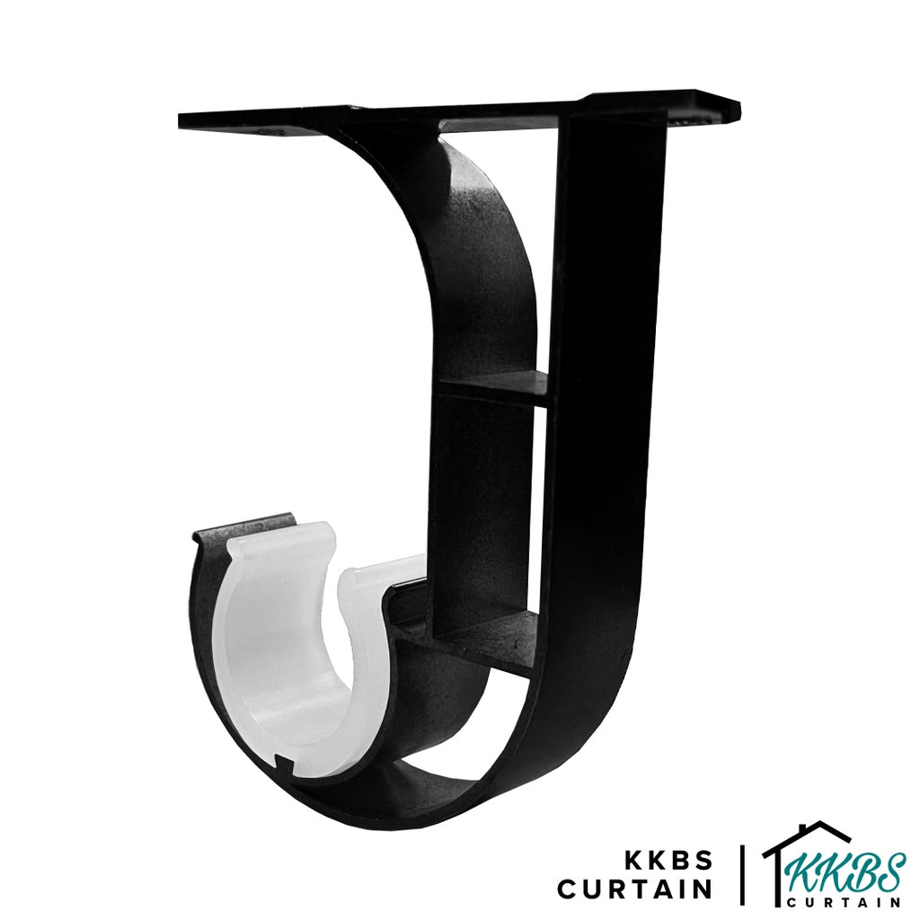 Morandy Curtain Rod Single Ceiling Bracket Obsidian Black