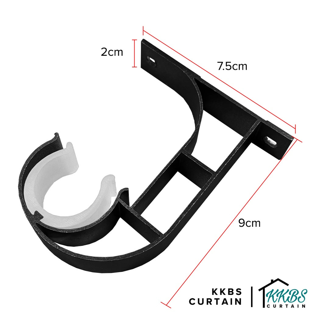 Morandy Curtain Rod Single Ceiling Bracket Obsidian Black