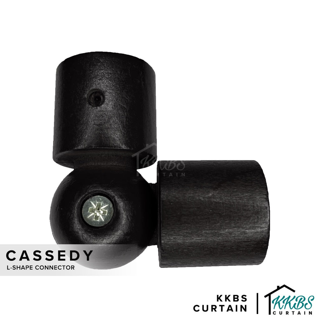 Cassedy Wooden Curtain Rod L-Shape Connector Ebony Black Colour