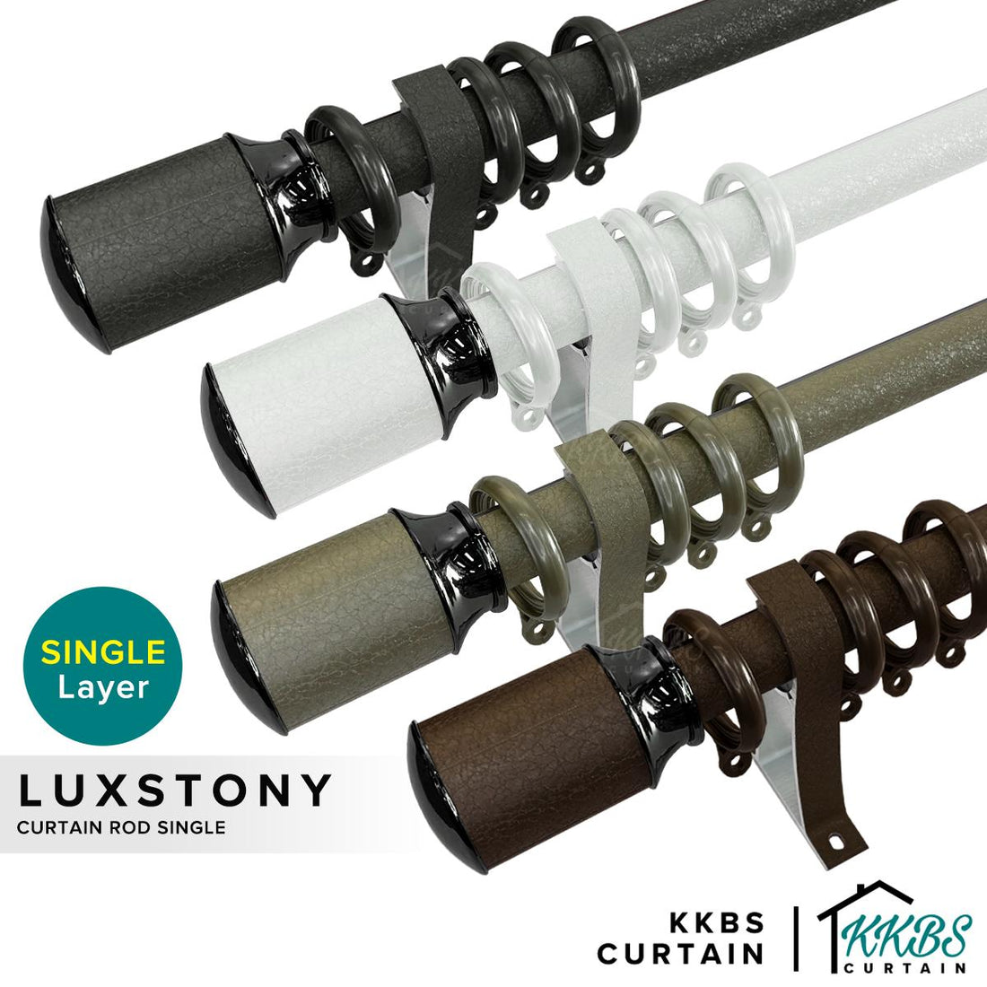 Luxstony Curtain Rod Single Complete Set
